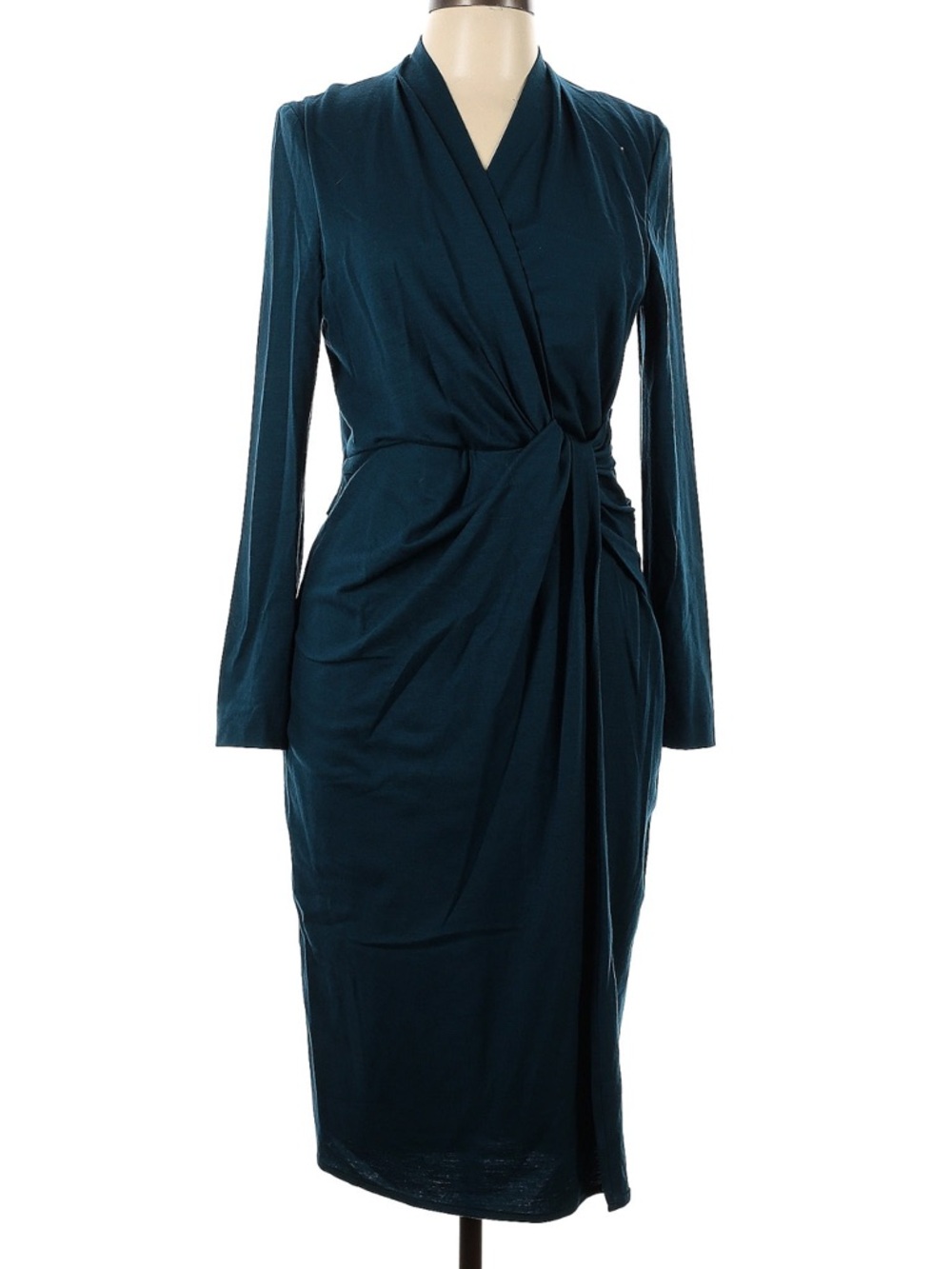 The Fold US Size 10 Teal Long-Sleeve Sheath Dress with stretch.